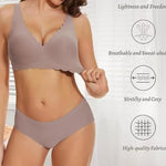 Women's Deep V Wave Seamless Jelly Bra Wire-free Seamless Bra Thin Mold 3/4 Cup Bra Comfortable Plus Size Push-up Underwear