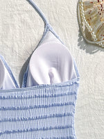 Sexy Holiday Swimwear Women 2026 Blue Sequin Starfish V Neck Hollow Out Backless Tummy Control Bathing Suit One Piece Swimsuit