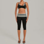Women's Sleeveless Yoga Set High Waisted Hips-Lifting Capri Leggings Beautiful Back Slim-Fit Bra Suits Sports Gym Fitness Sets