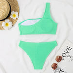 Sexy Neon Green Bikini 2026 Women Swimsuit Female Swimwear One Shoulder Thong Bikinis Set Brazilian Beach Bathing Suit Biquini