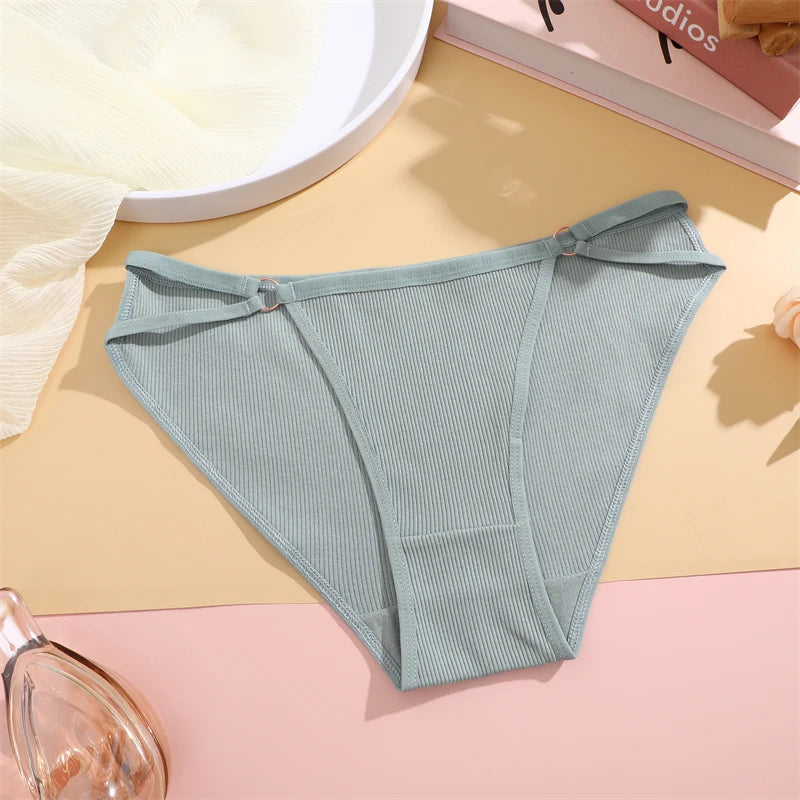 Women Cotton Lingerie Sexy Soft Fashion Panties Femme Buckle Design Underwear Sexy Pantys Underpant Lingerie Lace Intimates S-XL