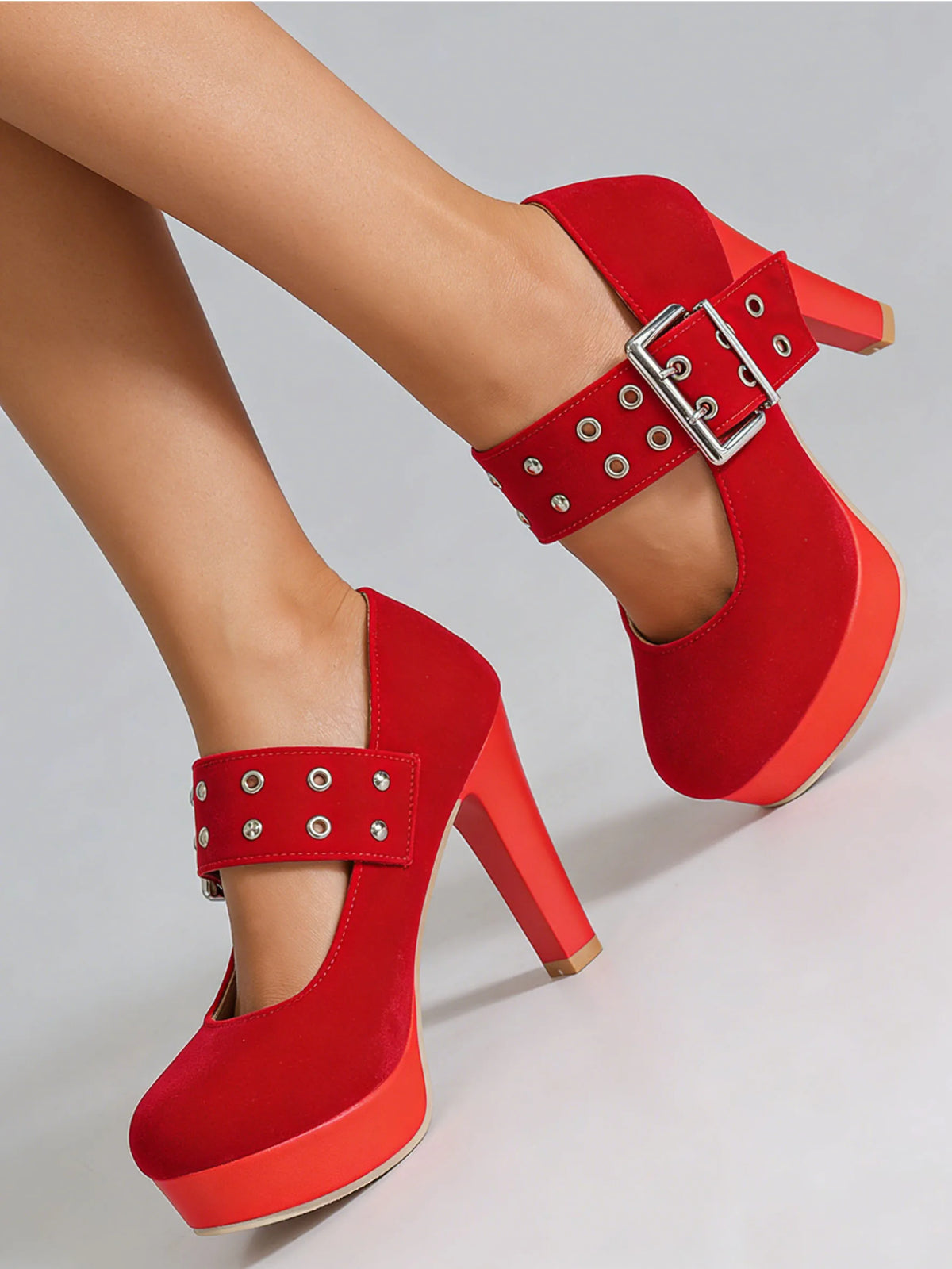 2026 Big Size 33-43 Retro Black Office Lady Buckle Strap Mary Janes Platform Pumps Elegant Red 10.5cm High Heels Shoes Women