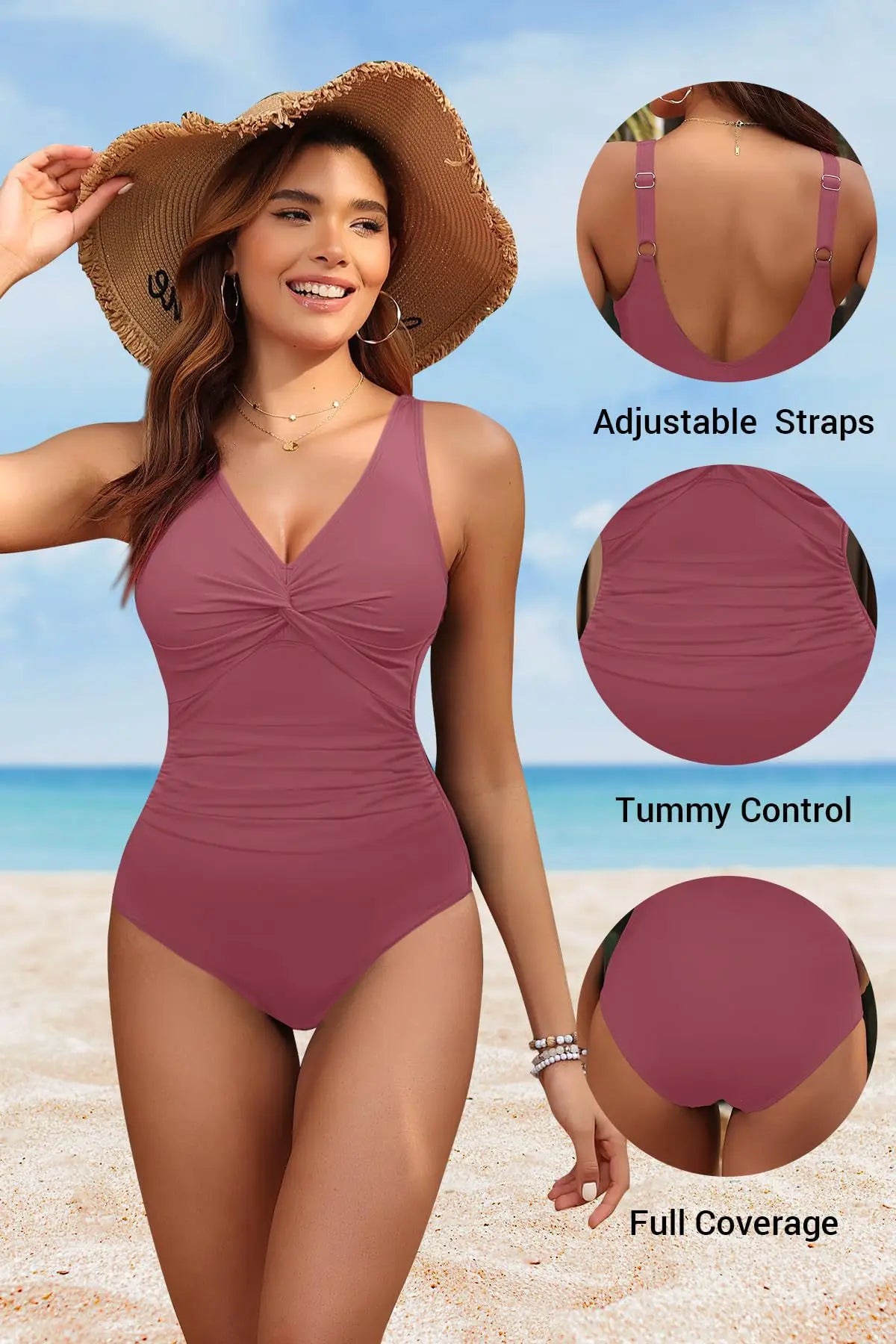 S - XXL Twist Front V Neck One Piece Swimsuit Women Swimwear Female Slim Monokini Backless Bathing Suit Swim Beachwear Bodysuit