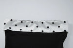 FDYOUI Women's Summer Polka Dot Patchwork Black Corset Sexy Off Shoulder Slim Crop Tops Streetwear Y2K Girls Backless Tank Top