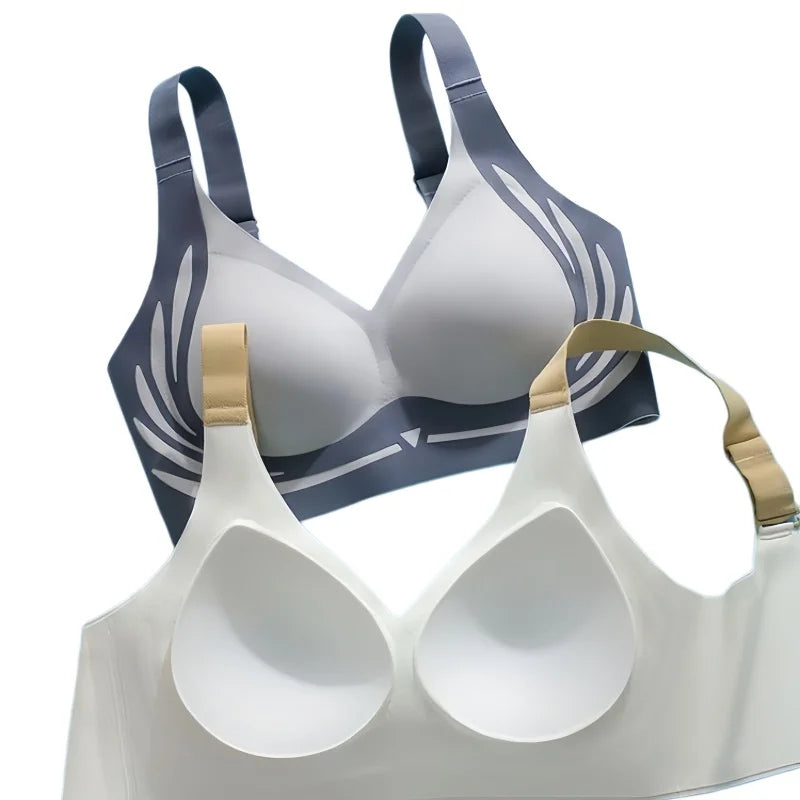2Pcs/Set Non-wire Push-Up Bras Women's Anti-sagging Lift-up Bra Side Support Adjustable Straps No Show Plus Size Underwear M-4XL