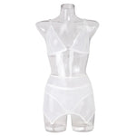 Toucheart Sexy Lingerie for Women Solid Color Mesh See-through Women's Plunge Underwear Suit Sexy Garters Lingerie 4-piece Set
