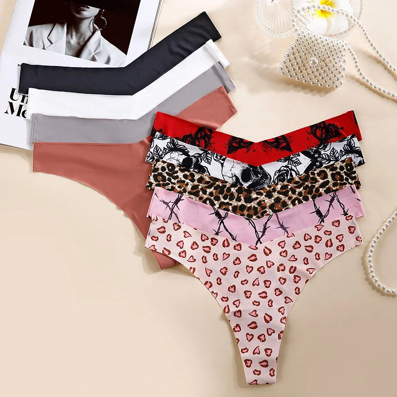 Ice Silk Women Panties G String Sexy Thong Seamless Underwear T Back Candy Color Briefs Girls Low Waist Lingerie Plus Size S-XL