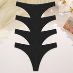 4PCS Women Seamless Thong Cotton Thin Strap Low Waist High Flexibility Panties Sexy Underwear Ladies Briefs T-back Soft Women