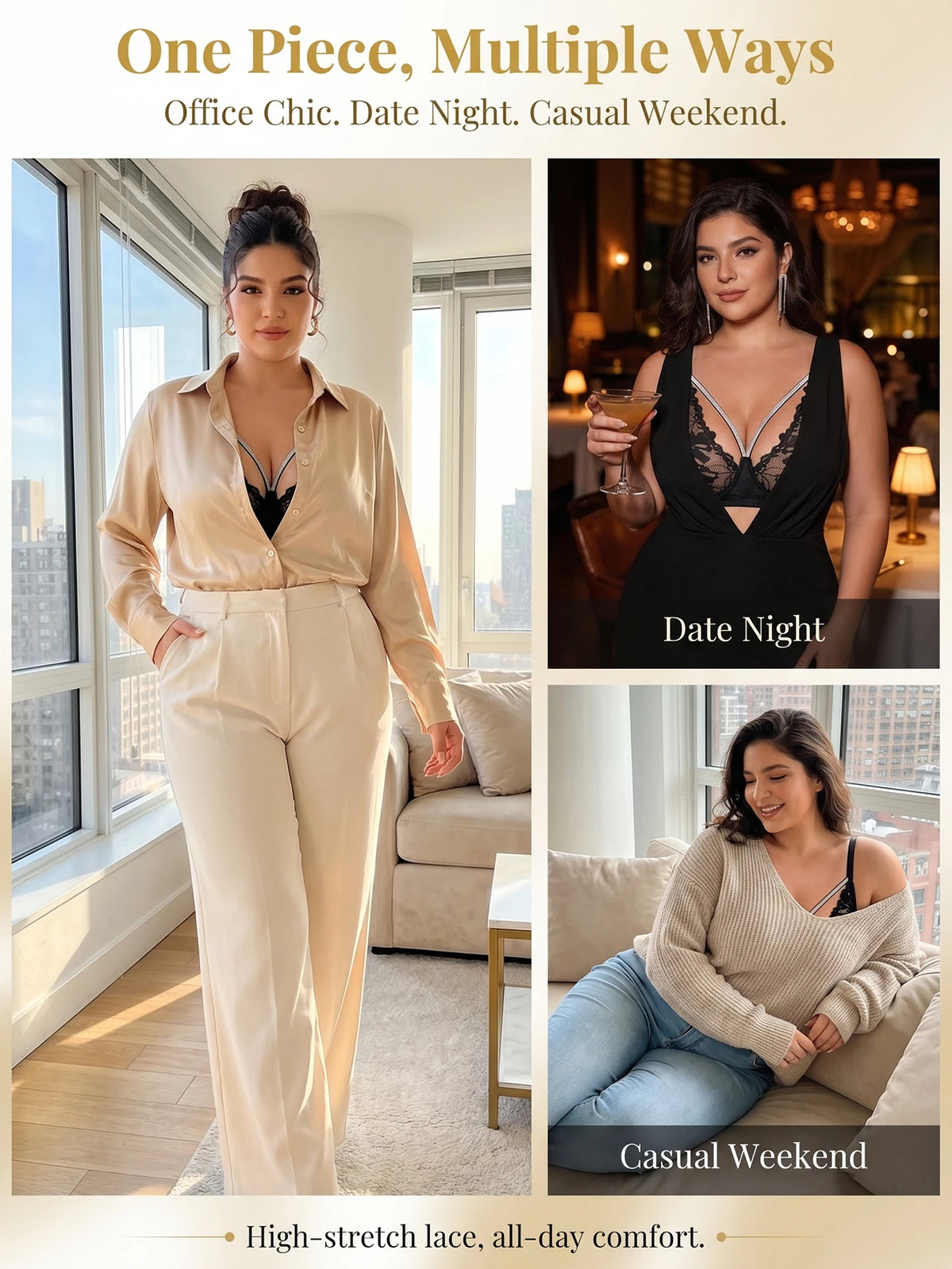Women Plus Size Lace Bra Deep V Neck Sexy Rhinestone Strap Bralette For Big Fat Girls Comfortable Underwear For Big Breasts 3087