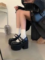 Women Lolita High Heels Chunky Platform Buckle Strap Mary Jane Shoes 11CM Super High Heel Pumps Woman Cosplay Goth Punk Shoes