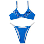 ZTVitality Ruffles Splicing Sexy Women Swimsuit 2025 New Arrival Padded Low Waist Summer Bikini Beach Swimwear Brazilian Biquini