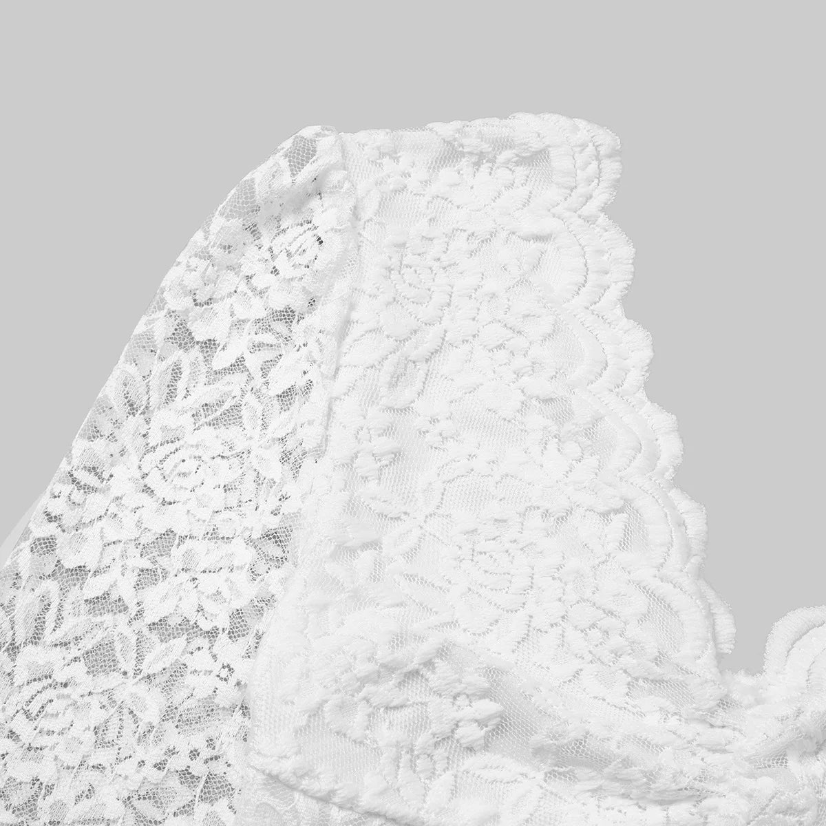 Sexy White Lace Bodysuit Women Solid Color Long Sleeve Sheer Corset Top Autumn Ruffles V Neck See Thourgh Slim Fit Jumpsuit
