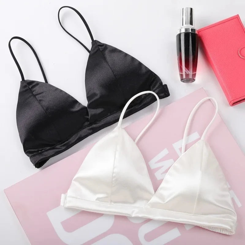 Tube Top For Women Ice Silk Sexy No Steel Ring Bra Breathable One Piece With Open Back Thin Straps Summer Female's Underwear