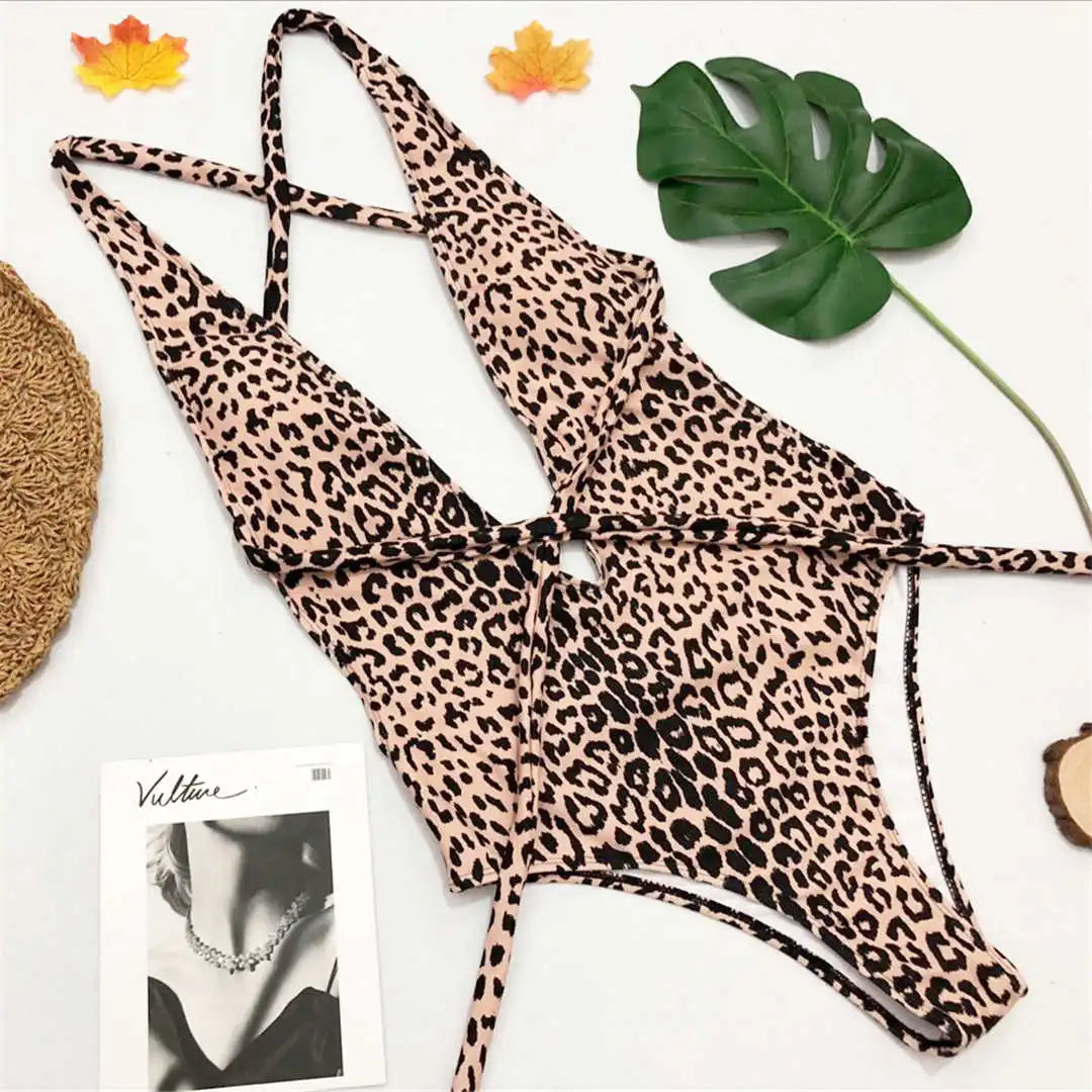 Long Strap Wrap Around Swim Suit For Women Swimwear One Piece Swimsuit Female Bather Snake Print Bathing Suit Beach V852