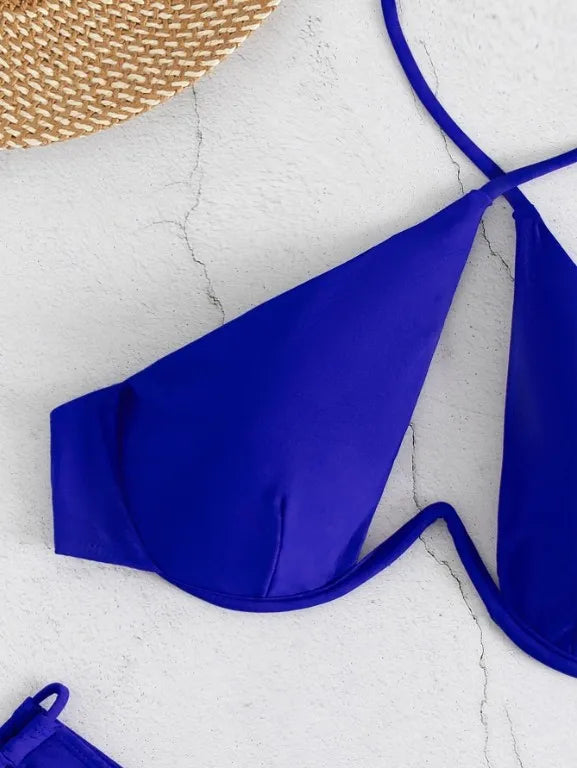 Women Sexy Black Push Up Bikini Set Micro Bathing Suits Swimwear Thong Swimsuit Two Pieces Swimming Suit Beachwear Biquini Blue