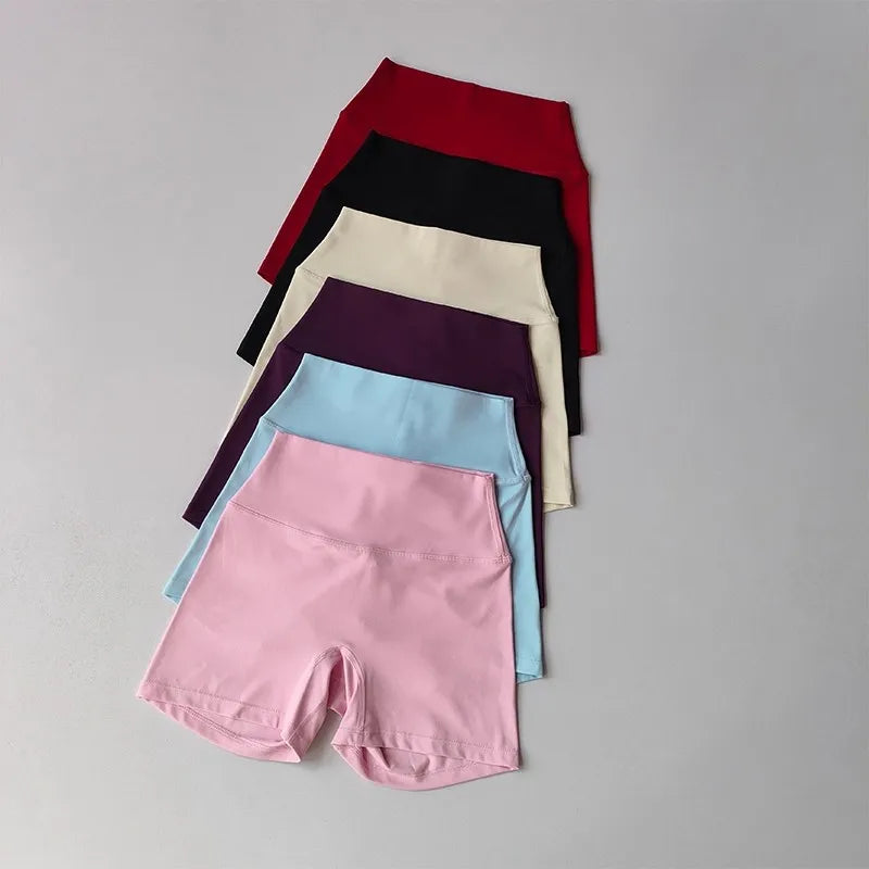 Women's High-Waist Quick-Drying Yoga Sports Shorts Nude Summer Fitness Running Training Three Quarter Length