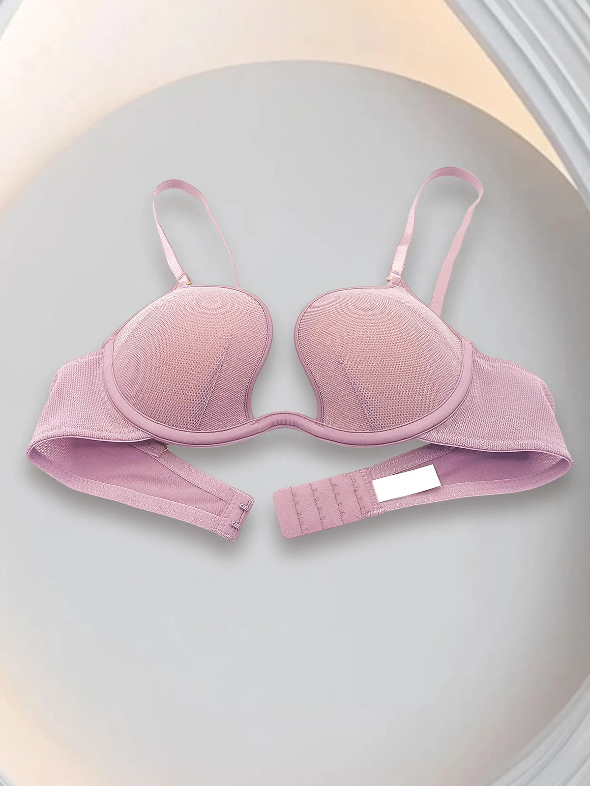 Purple deep V gather top bra women's big bust show small soft underwire bra sexy mesh bra