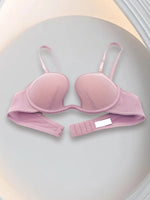 Purple deep V gather top bra women's big bust show small soft underwire bra sexy mesh bra