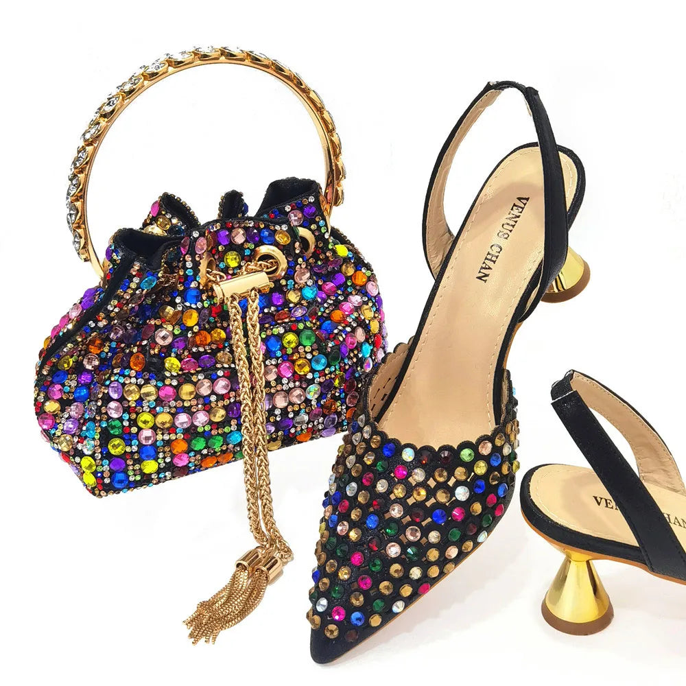 DoershowAfrican fashion Italian Shoes And Bag Sets For Evening Party With Stones wine Italian Handbags Match Bags! HAE1-4