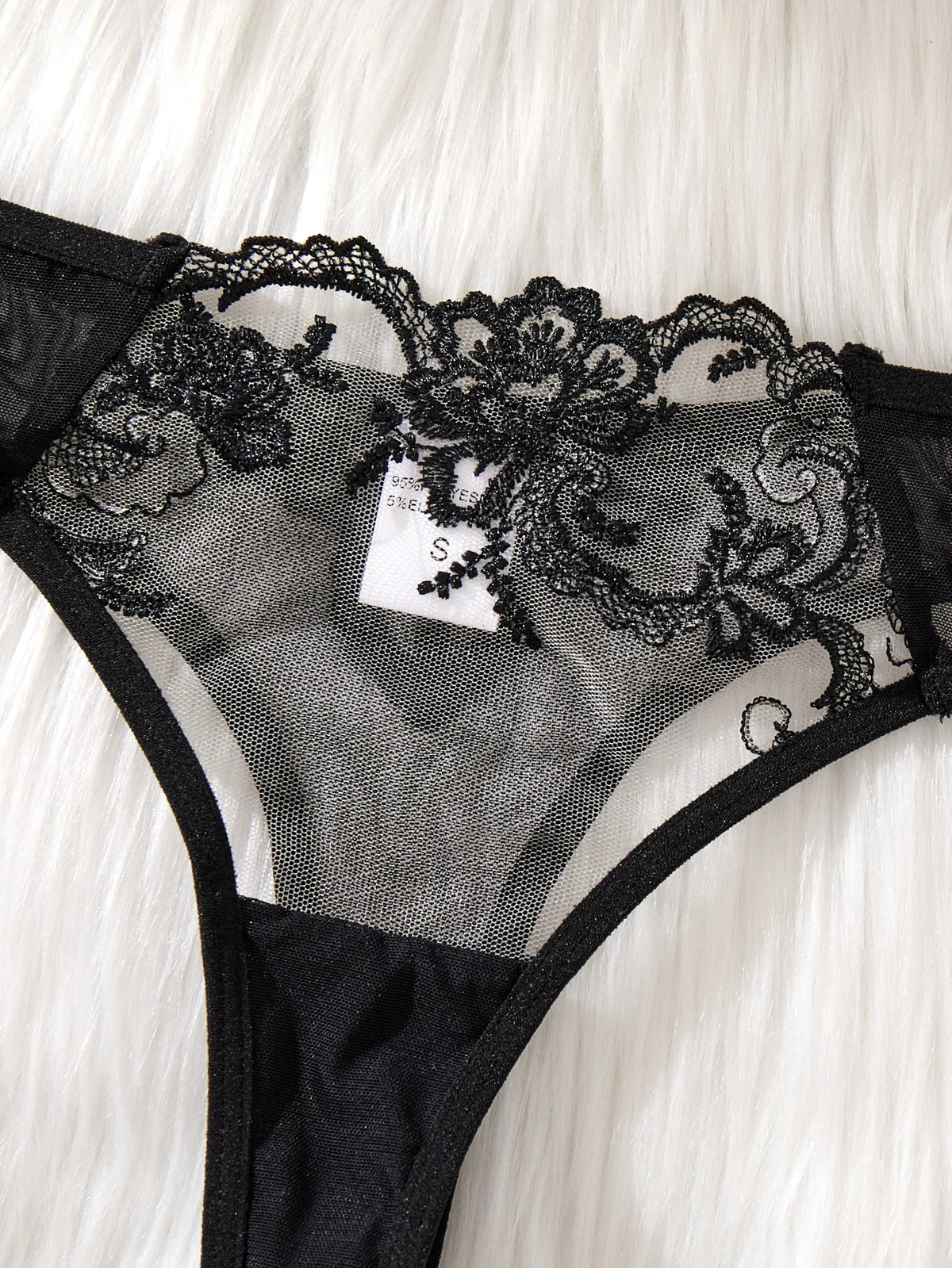 3/4 cup gathered satin lace lingerie set - red rose embroidered netting sheer women's bra and panties set ZA82403
