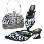 Doershow High Quality African Style Ladies Shoes And Bags Set Latest gold Italian Shoes And Bag Set For Party1-10
