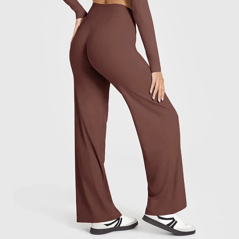 STOUREG Sport Trousers Straight-Leg Pants Ultra Soft Butter Fabric Women's Mid-Waist Yoga Pants GYM Naked Feel Pilates Running