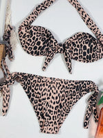 Leopard Knotted Polka Dot Bikini 2025 Women Strapless Bandeau Swimsuit Female Swimwear Two Pieces Bikini Set Bathing Suit Swim