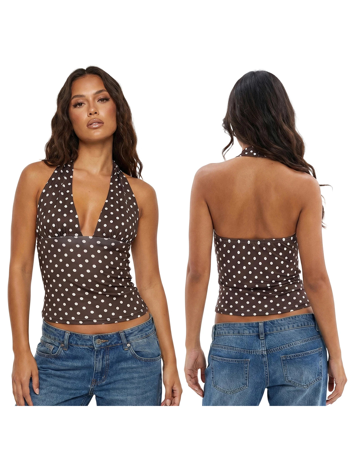 Women's Halter Tops Striped V Neck Sleeveless Open Back Slim Fit Vest Summer Party Daily Casual Wear Street Tank Tops