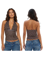 Women's Halter Tops Striped V Neck Sleeveless Open Back Slim Fit Vest Summer Party Daily Casual Wear Street Tank Tops