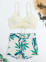 Drawstring Front Shorts Bikinis 2024 High Waist Swimsuit Women Swimwear Female Bathers Bathing Swimming Swim Suit Beachwear