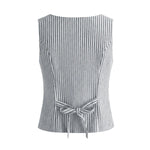 New French Striped Old Money Style Waist-Slimming Sleeveless Vest Top Small Tank Top For Woman Charming Casual Elegant BXUR