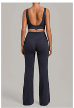 Women's Seamless Yoga Sets Sports Fitness Hip-lifting High Waist Flared Pants Backless Bra Suits Training WorkoutLeggings Sets