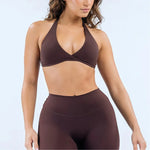 HISTELLO Origin Halter Bra Women Gym Underwear Removable Pads Sports Bra Backless Fitness Top Sexy Pilates Yoga Workout Clothing