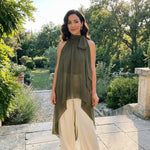 Women’s Solid Color Halter Neck Long Tops Summer Fashionable Dot Print Backless Going Out Vest
