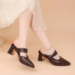 Pointed Toe Women's Slippers High Heels Shoes Woman Sandals 2026 Summer Elegant Chunky Shoes Slingback Flip Flops