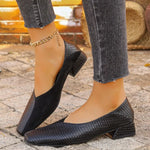 New Women's Shoes Fashion Square Toe Shallow Mouth Splice Slip-on Square Heel Single Shoes