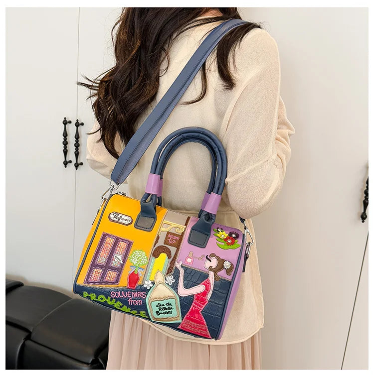 PU New Personality Stylish Shoulder Bags Design Patchwork Zipper 2025 Hot Sale Women's Bags Retro High Quality Women's Bags