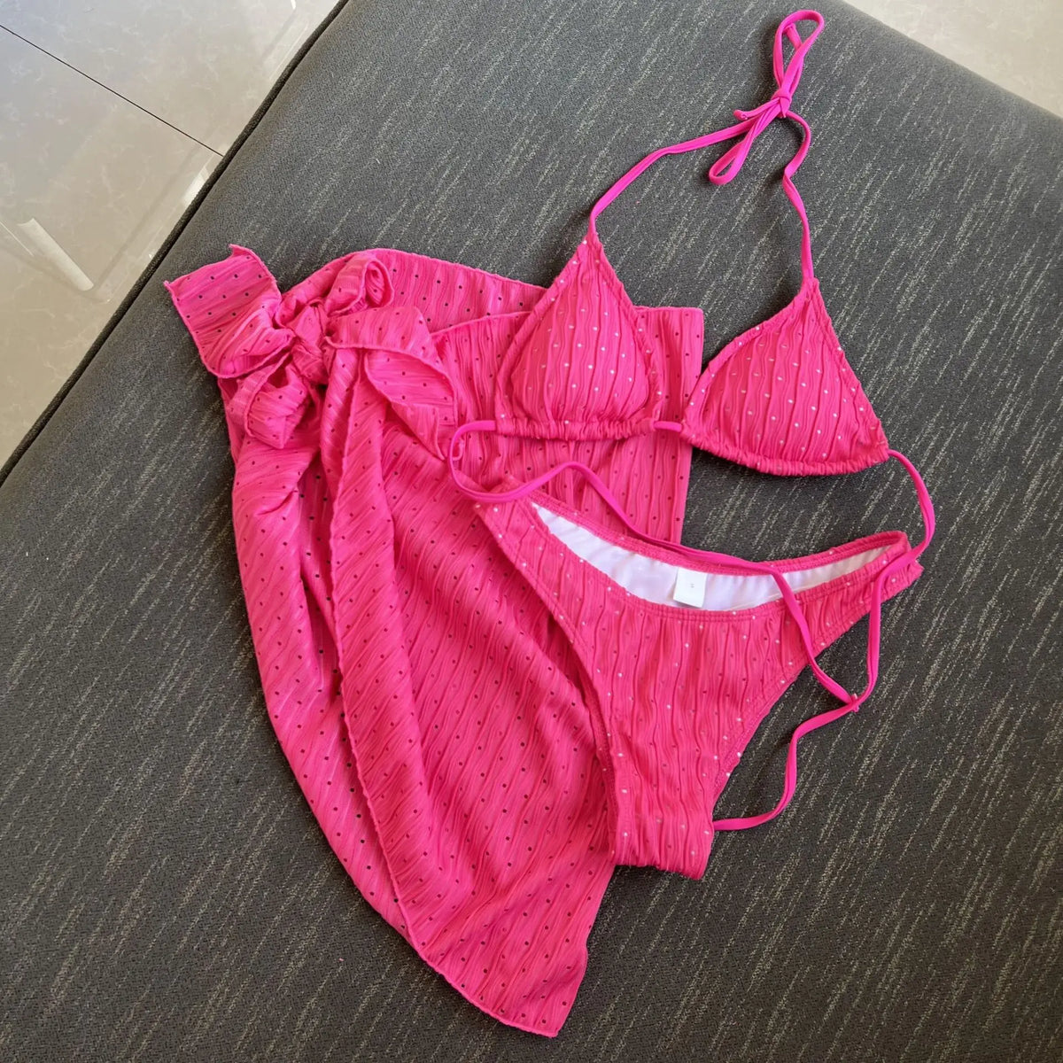 DEKA Triang Bikini Set High Waist Swimwear Women Halter Female Solid Bandage Swimsuit Bather Bathing Suit Swim Beachwear Biquini
