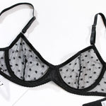 Ultra Thin Transparent Bra and Thong Set Women Sexy Underwear Polka Dot See Through Mesh Sheer Push Up Bras Lingerie Set