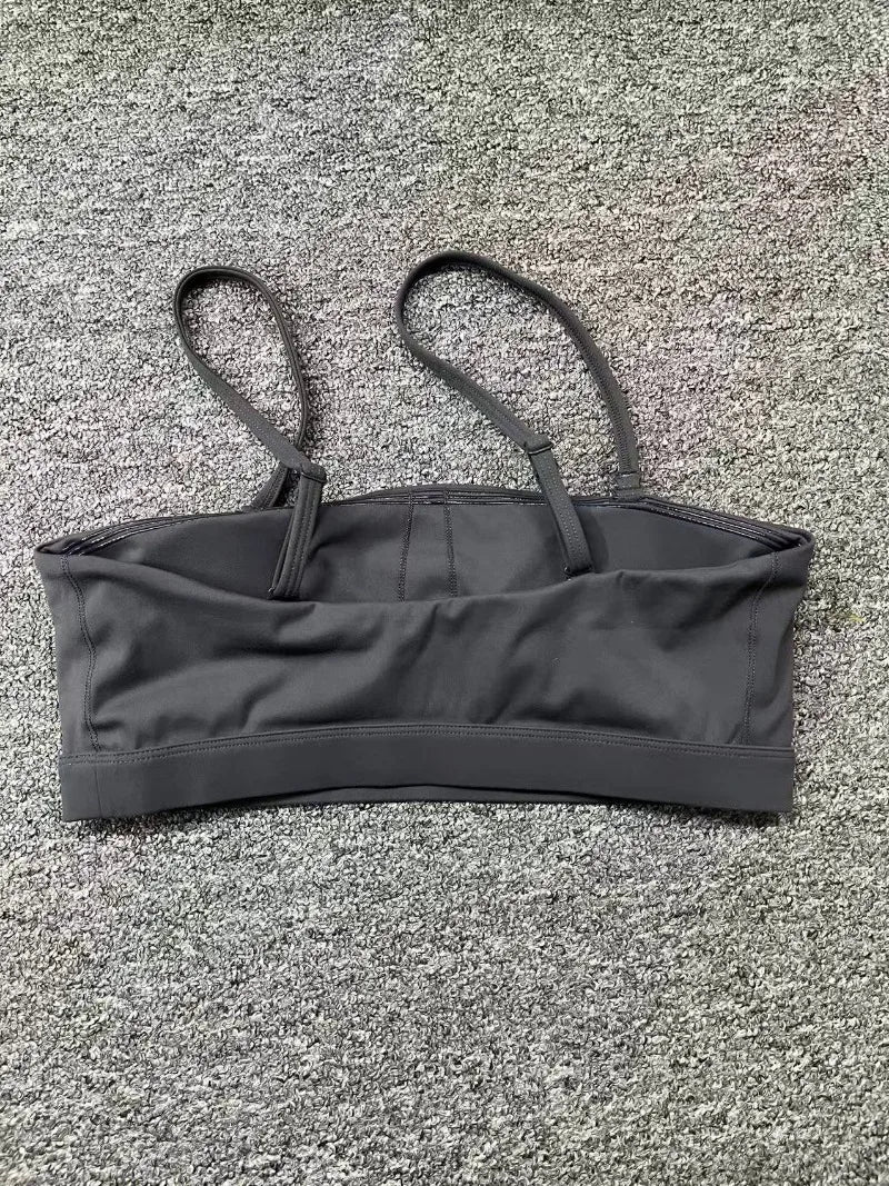 Women Yoga Bra Removable Shoulder Strap Anti-Slip Bra Wrap Chest Dual-Use Sports Yoga Wear Outside Running Fitness Top