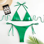 Sexy Gold Silver Red Strings Bikini 2024 Women Swimsuit Female Swimwear Thong Bikinis Set Brazilian Beach Bathing Suit Biquini