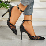 2026 Summer New Style - Three-color Mesh Open Toe Business Shoes with Round Tops, Small Inner Cuts, Thin High Heels