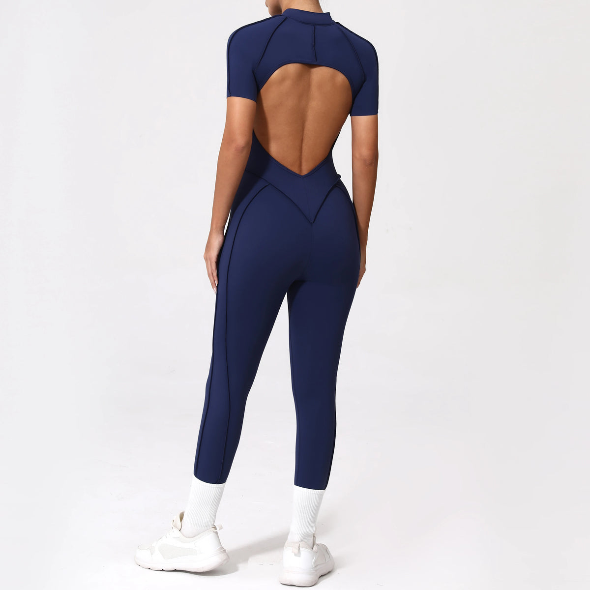 With Zipper Hollow Back Yoga Jumpsuit Sportswear Women Gym Clothes Running Fitness Yoga Backless Bodysuit