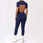 With Zipper Hollow Back Yoga Jumpsuit Sportswear Women Gym Clothes Running Fitness Yoga Backless Bodysuit