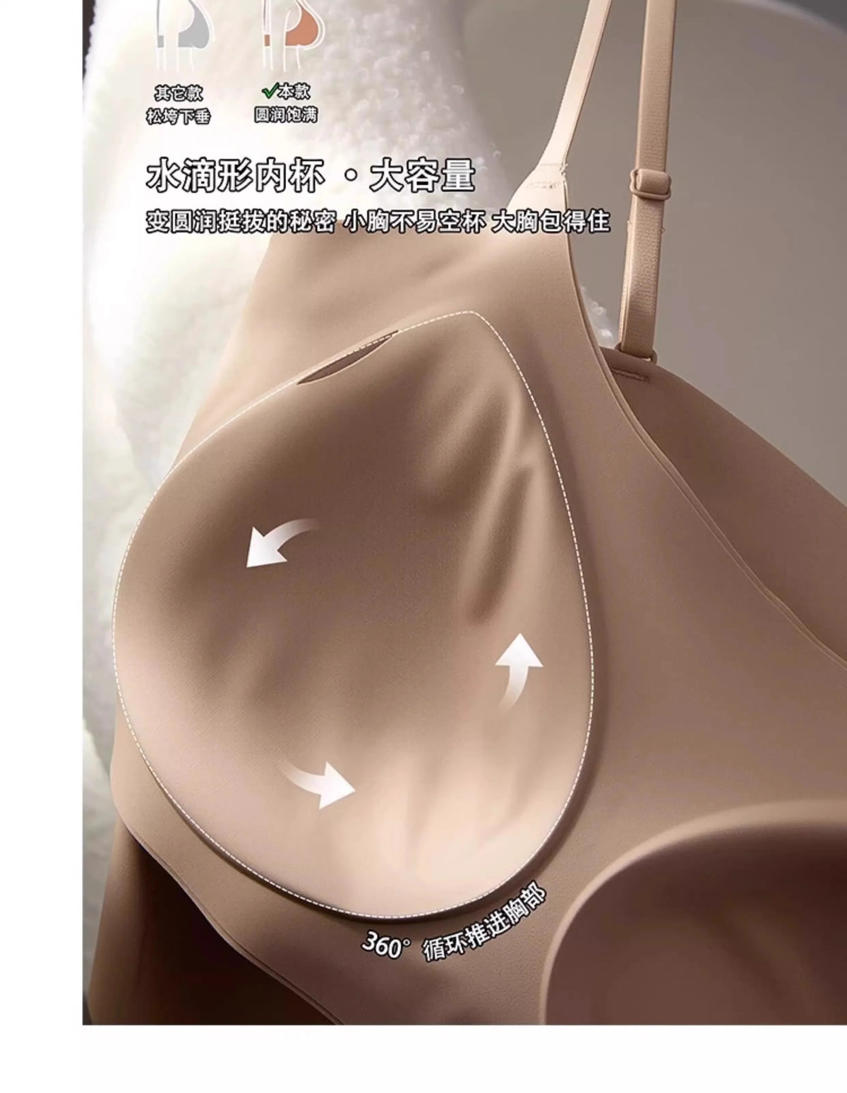 Women's Seamless Bras Top - MOYISU Invisible Chest Pad Camisole Anti-Peep Undershirt with Versatile Strap & Flattering Back Cut