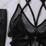 Toucheart Erotic Lingerie Fashionable and Comfortable Mesh See-through Bodyshaping Adjustable Sexy Underwear Split Five-pieceset