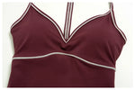 Summer Back I Shaped Sports Bra Sexy Deep V Neck Contrast Color Slimming Yoga Tank Top Outdoor Workout Fitness Gym Running Vest