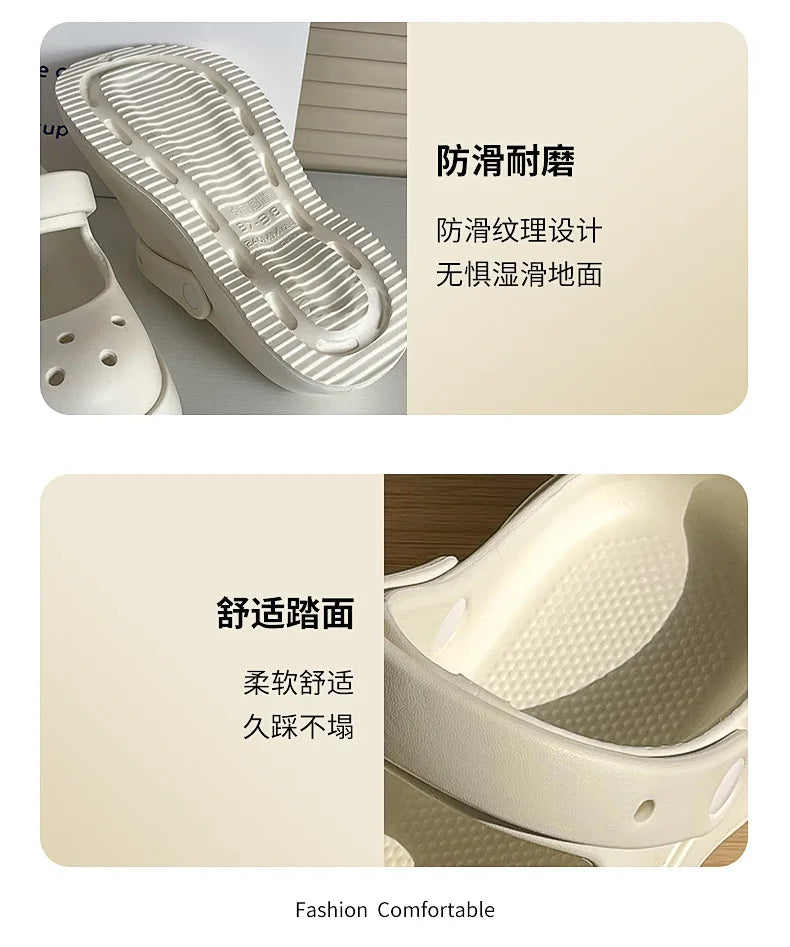 Fashion Mary Jane Garden Shoes Woman Platform Slippers Cute DIY Thick Sole Girls Summer Indoor Beach Slides Ladies Footwear