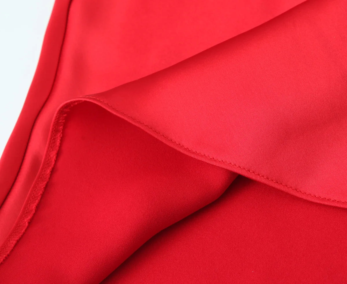 Foridol Ruffles Tie Up Satin Dress Women Elegant Maxi Long Summer Party Dress Spaghetti Strap Red Sexy Sundress Vestidos 2025