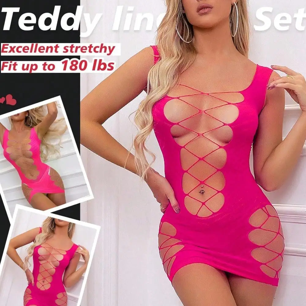Local ShippingSexy Fishnet Bodysuit Lingerie Set Outfits Erotic Mesh SheerLingerie For Women Naughty
